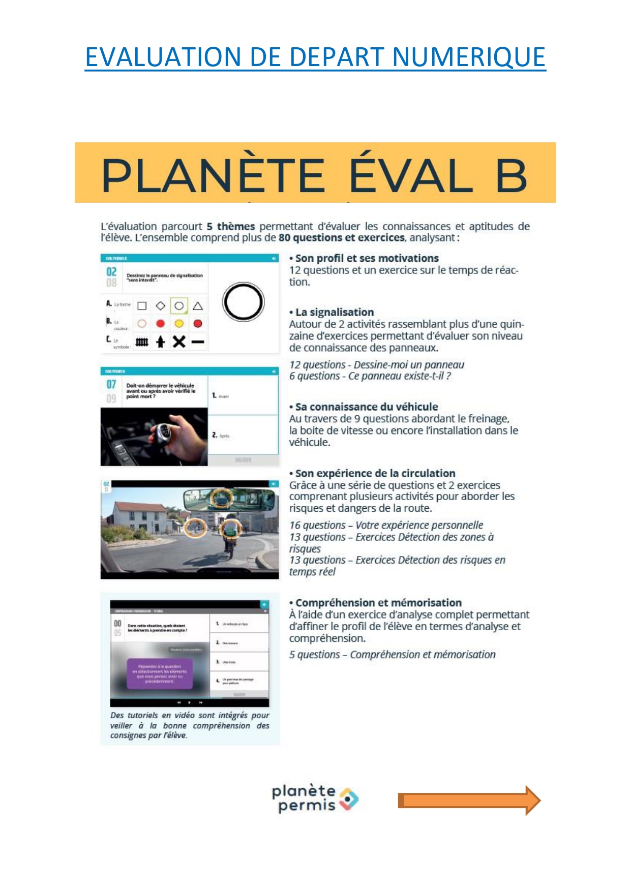 Evaluation de départ numérique